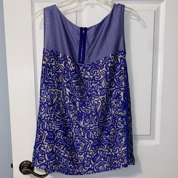 LOFT Blue and Ivory Paisley Women's Blouse - Picture 3 of 8